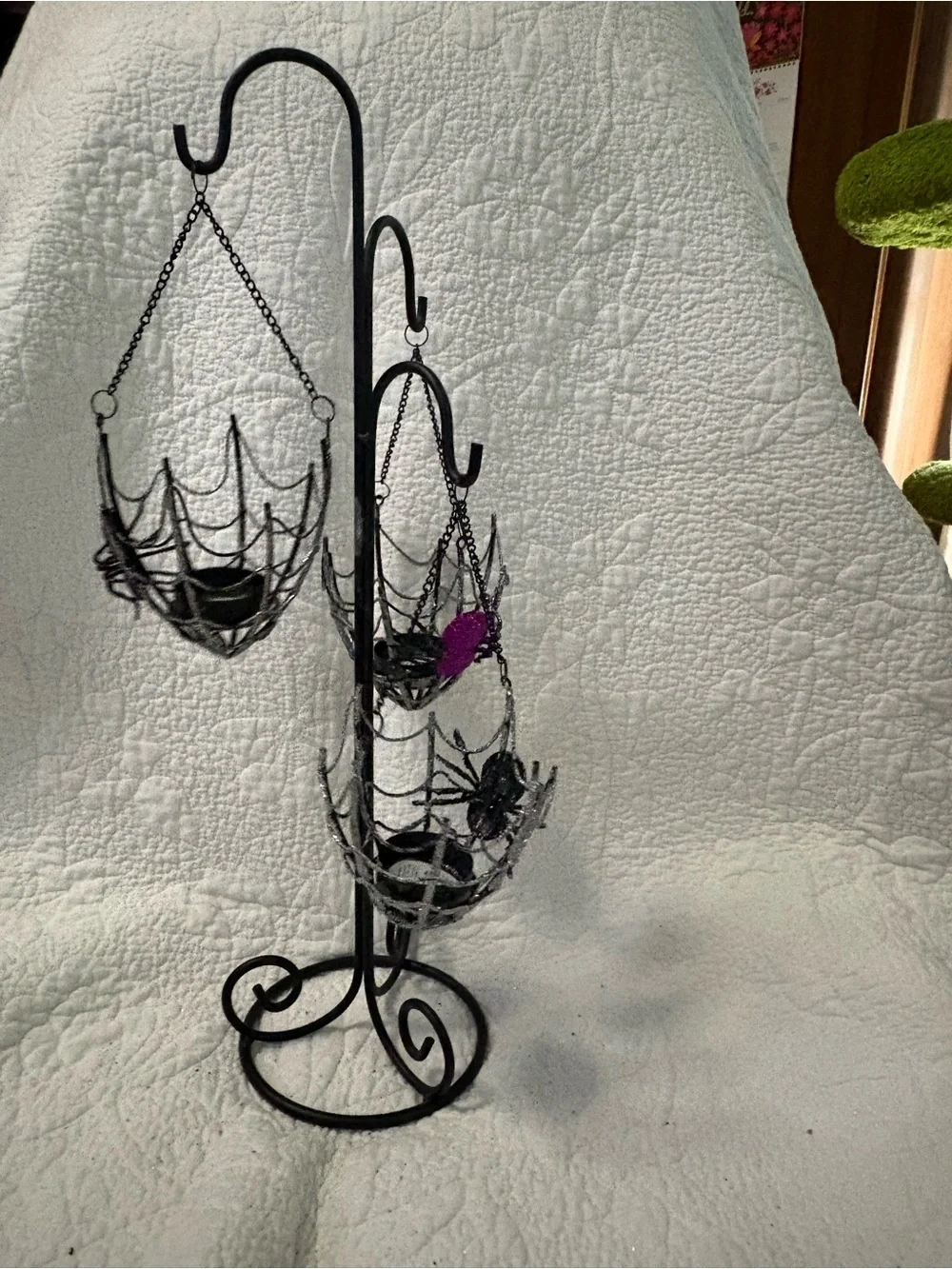 Pier 1 Black Metal Spiderweb Hanging Tealight Holder